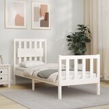 vidaXL Posteljni okvir z vzglavjem bel 2FT6 trden les | Shoptok.si