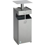 VAR Zbiralnik odpadkov/pepelnik, s strešico, prostornina 38 l, srebrne barve | Shoptok.si