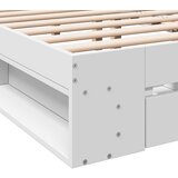 vidaXL Posteljni okvir s predali bel 150x200 cm inženirski les | Shoptok.si