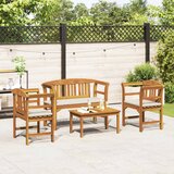  Set za odmaranje u vrtu s jastukom 4 pcs Čvrsto drvo akacije | Eponuda.com