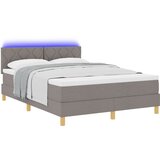 vidaXL LED Box Spring Krevet Sivo-smeđa 160 x 200 cm tkanina | shoptok.hr