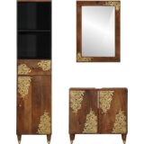 vidaXL set namještaja za kupaonicu od 3 komada od masivnog drveta manga, ormar za umivaonik 62x33x58 cm od masivnog drveta manga, ogledalo 50x70x3 cm od masivnog drveta manga, komoda 38x33x160 cm od masivnog drveta manga | shoptok.hr