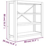  Polica za knjige sa 3 razina 80x30x80 cm masivno drvo bagrema | Eponuda.com