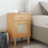 vidaXL Nočna omarica SENJA rjava 40x35x65 cm trdna borovina Cene