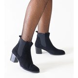 Gemre Black block-heeled ankle boots with elastic inserts eco-suede Nadisa | Shoptok.si