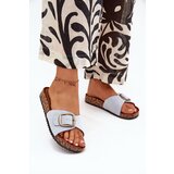 Boto Women's Slippers With Buckle On Cork Platform Blue Zavira | Shoptok.si