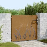  Vrtna vrata 85 x 100 cm od čelika COR-TEN s uzorkom trave | shoptok.hr