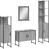  The Living Store Kopalniške omarice 4 kosi siva sonoma inženirski les - Komplet Kopalniškega Pohištva, (21499273) | Shoptok.si
