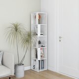vidaXL Kotna omarica visok sijaj bela 33x33x164,5 cm iverna plošča | Shoptok.si