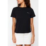 Trendyol Black 100 Cotton Slogan Embroidered Regular Pattern Knitted T-Shirt | Shoptok.si