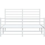 vidaXL Kovinski posteljni okvir z vzglavjem in vznožjem bel 120x200 cm | Shoptok.si