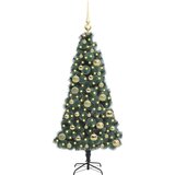 vidaXL Umjetno praznično drevo s setom kroglic, zasvetljeno 120 cm | Shoptok.si