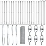 vidaXL heksagonalna ograja 1x50 m pocinkano jeklo, ograjni stebri s osnovnimi ploščami 13 kos Ø32mm 110cm pocinkano jeklo | Shoptok.si
