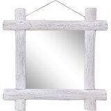  Ogledalo od cjepanica bijelo 70 x 70 cm masivno obnovljeno drvo | shoptok.hr