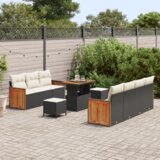  Set vrtne sofe od 10 dijelova s jastucima crni poli ratan | shoptok.hr