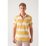 Avva Men's Mustard Cotton Short Sleeve Shirt Cene