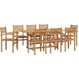  Vrtni set za objed 9 pcs Smeđa Čvrsto teak drvo - Pravokutno 8 sjedala | shoptok.hr