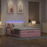 vidaXL Otomanski krevet s madracem&LED ružičasti 140x190 cm baršunasti | shoptok.hr