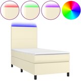  Krevet box spring s madracem LED krem 100x200cm od umjetne kože | shoptok.hr