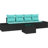 vidaXL Kavčna garnitura z blazino 5 pcs Črna poli ratan, (5000153235) | Shoptok.si