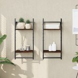  Zidne police s prečkama 2 kom smeđa boja hrasta 30x25x65 cm | shoptok.hr