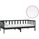  Dnevni ležaj s madracem 90 x 200 cm crni od masivne borovine | shoptok.hr