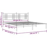Metalni okvir za krevet s uzglavljem bijeli 193x203 cm | shoptok.hr
