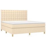 Box spring postelja z vzmetnico LED krem 180x200 cm blago | Shoptok.si