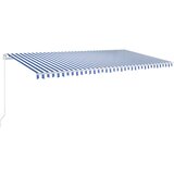  Ročno zložljiva tenda 600x350 cm modra in bela - - modra - 46.94 - 600 x 350 cm - 2025- | Shoptok.si