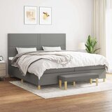  Box spring postelja z vzmetnico temno siva 200x200 cm blago, (20723888) Cene