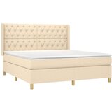  Krevet s oprugama i madracem krem 160x200 cm od tkanine | shoptok.hr