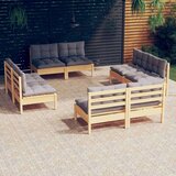 8-dijelna vrtna garnitura od borovine sa sivim jastucima | shoptok.hr