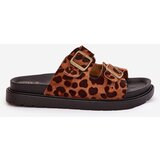 Boto Women's Platform Slides With Leopard Print And Buckles Brown Simbes | ePonuda.com