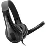 slušalke CHSU-1 basic PC headset with microphone, USB plug, leather pads, Flat cable length 2.0m, 160*60*160mm, 0.13kg, Black; - CNS-CHSU1B