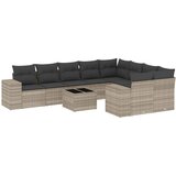 Maison Chic Seti vrtnega pohištva - Vrtna garnitura - Vrtni pohištvo set 10-delna z blazinami sv. siv poli ratan, (21815567) | Shoptok.si