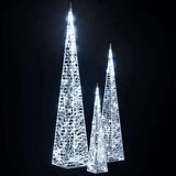 vidaXL set akrilnih okrasnih LED stožcev hladno beli 30/45/60 cm | Shoptok.si