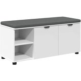  Klupa za hodnik s jastukom s policom Bijeli 100 x 38 x 46 cm | shoptok.hr