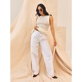 Sinsay Wide leg traperice visokog struka s platnenim pojasom | shoptok.hr