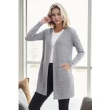 Dewberry 99224 Kangaroo Pocket Knitwear Cardigan-LIGHT GREY | shoptok.hr
