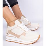 Gemre Beige sneakers decorated with glitter and a metal insert Olaria | shoptok.hr