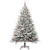 vidaXL Umjetno božićno drvce s rasvjetom i setom kuglica Zelena 210 cm | shoptok.hr