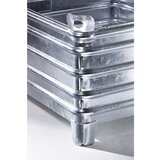 Heson zaboj za zlaganje za velike obremenitve, šxd 1000 x 1200 mm, s kotnimi žepi, moder lak, od 1 kosa | Shoptok.si
