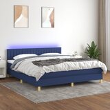  The Living Store Box spring postelja z vzmetnico LED modra 160x200 cm blago - Box Spring Postelja, (21517719) Cene