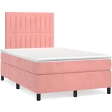 Krevet box spring s madracem LED ružičasti 120x190cm baršunasti u