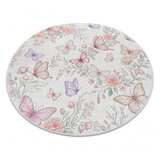 RugsX BAMBINO 61450 krog pralna preproga Metulji za otroke protizdrsna - krema / roza cercle 100 cm, (5000359114) | Shoptok.si