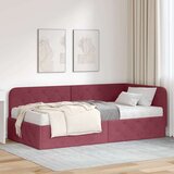 vidaXL Kotna postelja z vzmetnico Vinorodna rdeča 90 x 200 cm blago | Shoptok.si
