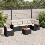  7-dijelni set vrtnih sofa od poliratana s jastucima crni | shoptok.hr