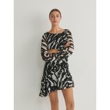 Reserved asimetrična obleka z naborki - črna | Shoptok.si