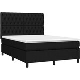  Box spring postelja z vzmetnico LED črna 140x200 cm blago, (20900924) | Shoptok.si