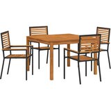  Vrtni set za objed 5 kom. Crna Čvrsto drvo akacije 110 x 110 x 75 cm | Shoptok.si